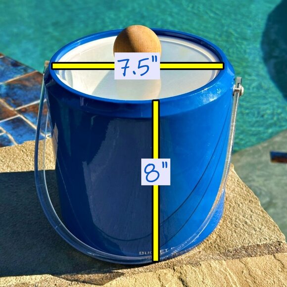 Vintage MCM Morgan Bucket Brigade Ice Bucket Royal Blue Wooden Knob Man Cave Bar - Picture 9 of 9